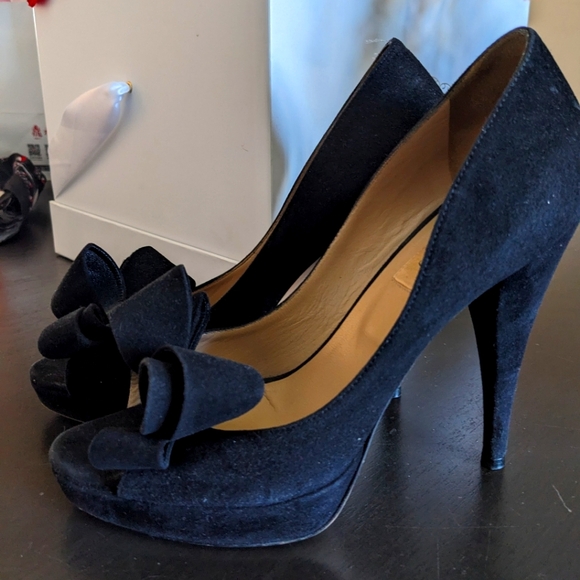 Valentino Shoes - GENUINE VALENTINO SUEDE PEEP TOE BOW SUEDE SHOES SIZE 38 (7.5)